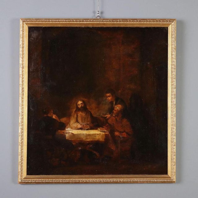 After Rembrandt, Supper at Emmaus, Oil Painting on Canvas, Framed For Sale - Image 12 of 12