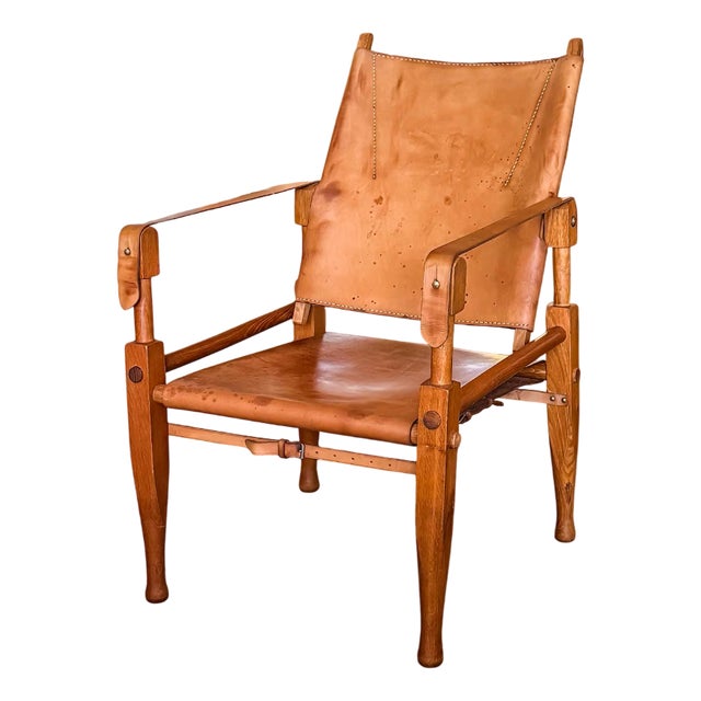 Safari Lounge Chair in Oak and Cognac Leather by Wilhelm Kienzle for Kaare Klint, 1950s For Sale
