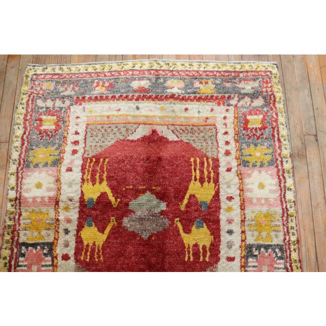 Early 20th Century Early 20th Century Zabihi Collection Turkish Anatolian Animal Small Square Rug - 3'9" x 4'7" For Sale - Image 5 of 8