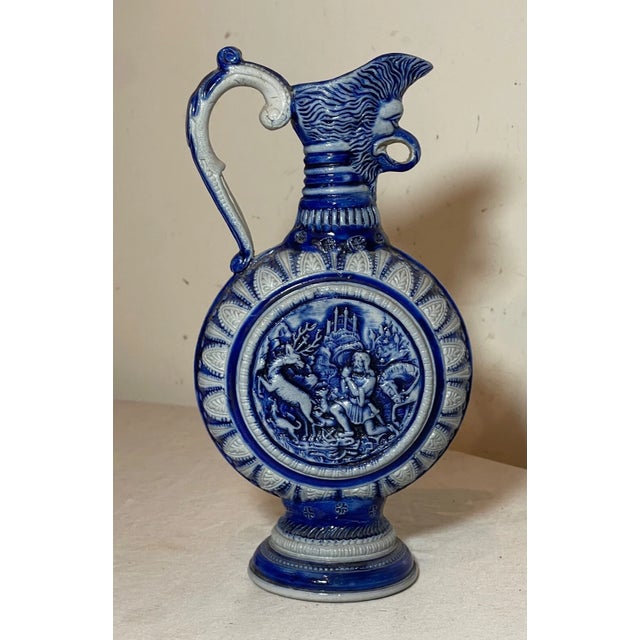 Up for sale is a nice quality antique late 19th century German Westerwald pottery pitcher jug. It's made with very...