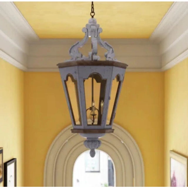 18c Style Bliss Studio Bruges 3 Light Giltwood Six Sided Lantern Chandelierr For Sale - Image 4 of 4