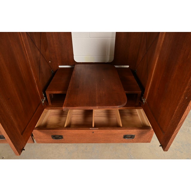 Wood Stickley Mission Oak Arts & Crafts Media Cabinet For Sale - Image 7 of 14