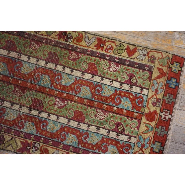 1880s Multicolor Abstract Geometric Antique Turkish Sivas Yastik Carpet Rug For Sale - Image 10 of 18