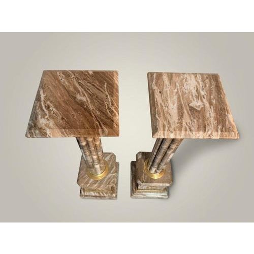 Marble and Brass Columns, Set of 2 For Sale - Image 3 of 5