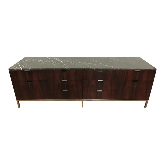 Florence Knoll Marble Top Rosewood Credenza For Sale