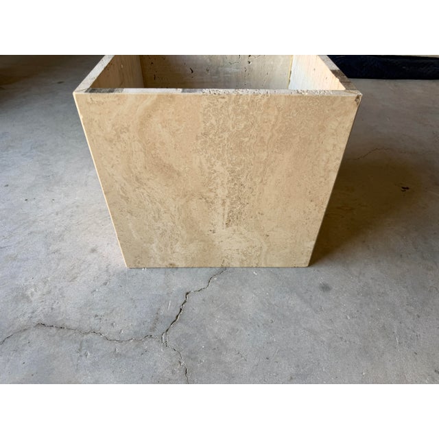 1980s Italian Postmodern Bullnose Beige Travertine Square Coffee Table by Stone International For Sale - Image 13 of 15