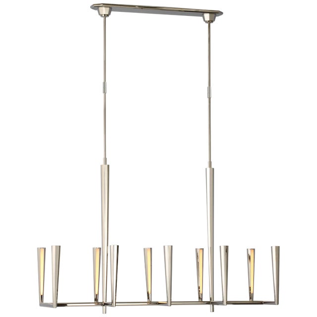 Thomas O'Brien for Visual Comfort Signature Galahad Large Linear Chandelier in Polished Nickel For Sale