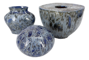 Flow Glazed Studio Ceramic Pieces, 1994, Set of 3