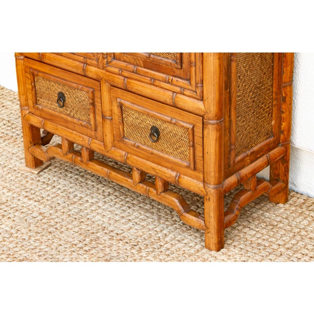 Vintage Faux Bamboo & Cane Cabinet For Sale In Los Angeles - Image 6 of 10