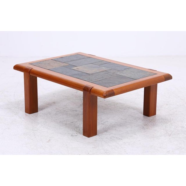 Mid-Century Danish Teak Coffee Table with Slate Top For Sale - Image 10 of 11