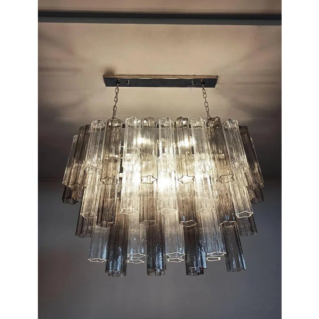 Murano Tube Chandelier with 62 Transparent and Smoked Glass, 1982 For Sale - Image 12 of 18