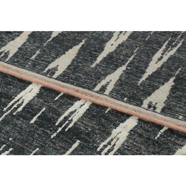 Black Contemporary Block Print Geometric Natural Silk Runner by Rug & Kilim, India For Sale - Image 8 of 8