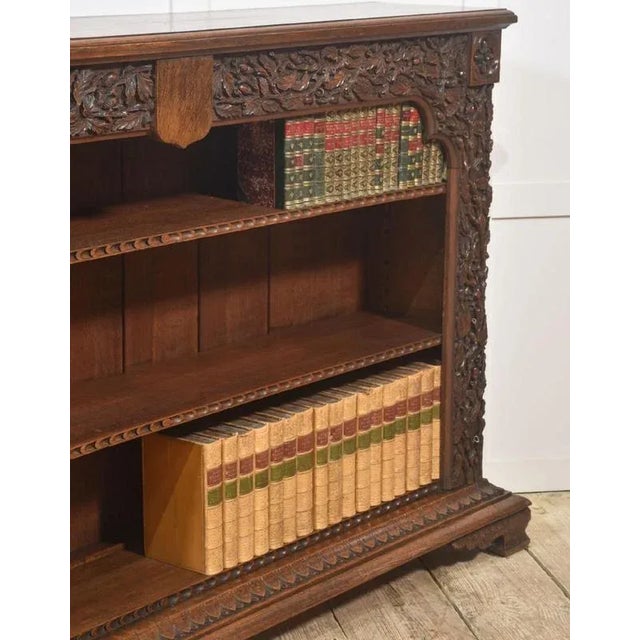 Brown Carved Oak Open Bookcase For Sale - Image 8 of 16