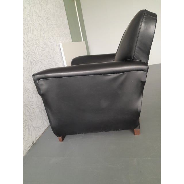 Wood Art Deco Club Chair in Black Leather and Wood, France, 1920s-1940s For Sale - Image 7 of 10