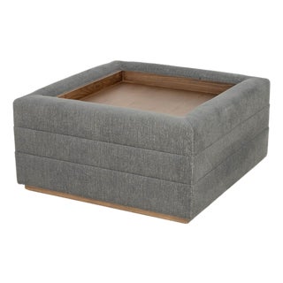 Vanguard Boyden Gray Linen Upholstered Ottoman For Sale