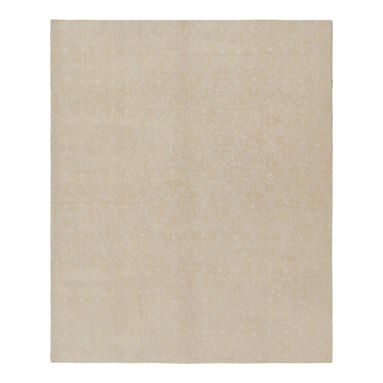 Rug & Kilim’s Tudor Style Rug in Beige, Gray All Over Floral Pattern ...
