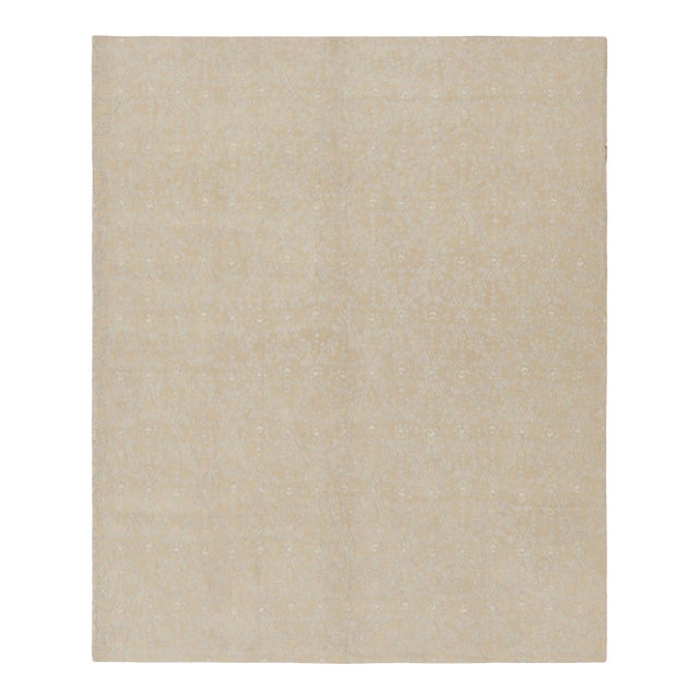 Rug & Kilim’s Tudor Style Rug in Beige, Gray All Over Floral Pattern For Sale