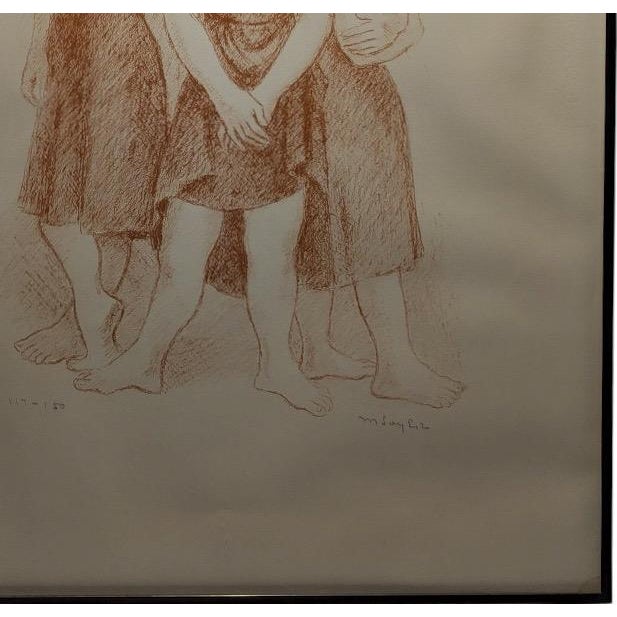 1960s Signed Moses Soyer Original Figurative Lithograph Three Women in Kulicke Frame For Sale - Image 9 of 11