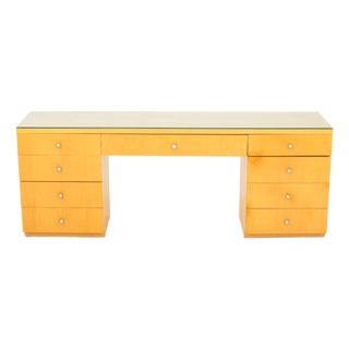 Art Deco Style Blonde Wood Writing Desk For Sale