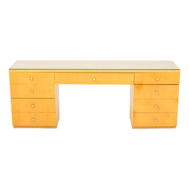 Art Deco Style Blonde Wood Writing Desk For Sale