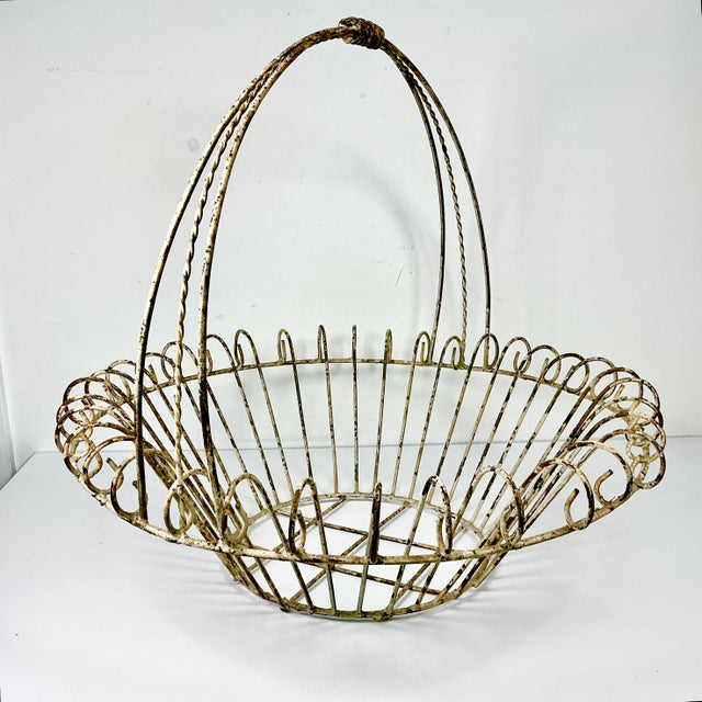 1950s Vintage French Art Nouveau Boho Chic Large Jardiniere Basket Planter. For Sale - Image 10 of 14