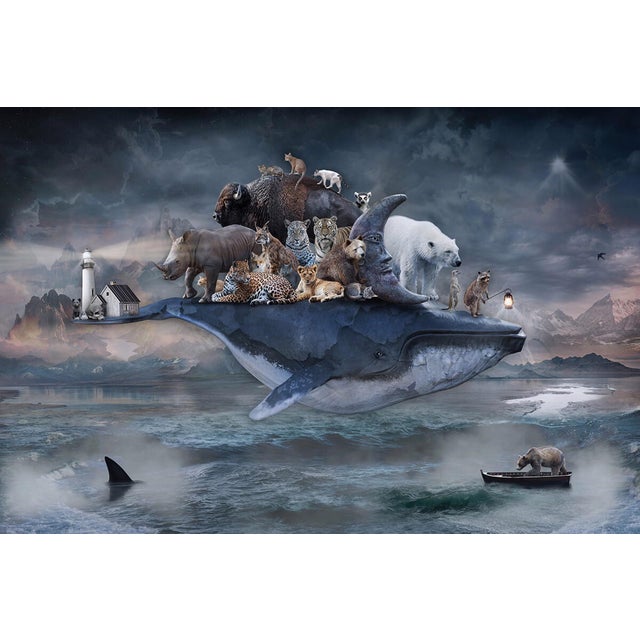 Shelter - Spirit of the Whale by Marcin Owczarek | Photography of a whale with various animals on its back For Sale