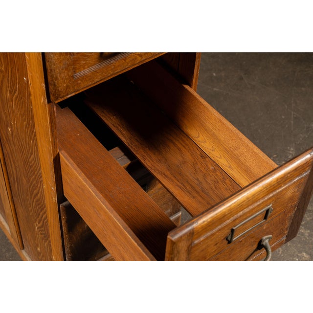 Antique Oak 4-Drawer Filing Cabinet For Sale - Image 9 of 10