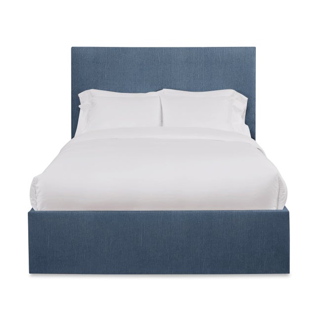 Casa Cosima Hadley Full/Double Bedframe, Navy Linen For Sale - Image 4 of 4