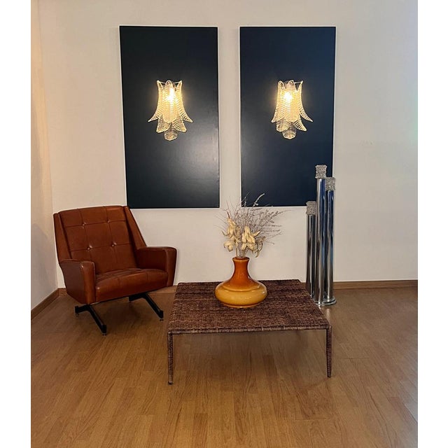 1990s Vintage Murano Trasparent Felci Wall Sconces, 1990s, Set of 2 For Sale - Image 5 of 17