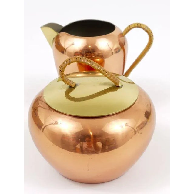 Austrian Copper and Brass Milk Creamer and Sugar Bowl with Lid, 1950s, Set of 2 For Sale - Image 6 of 9