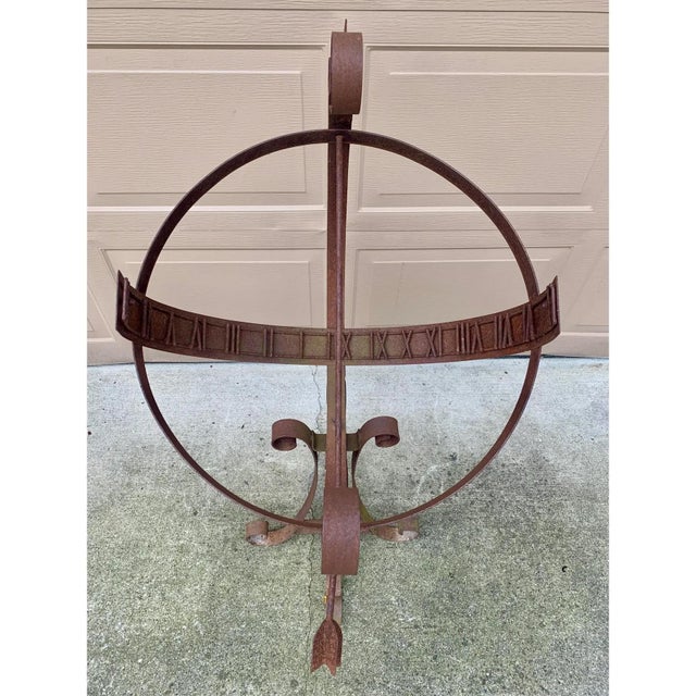 Large Vintage English Country Classical Wrought Iron Garden Armillary Sundial on Stand For Sale - Image 10 of 12