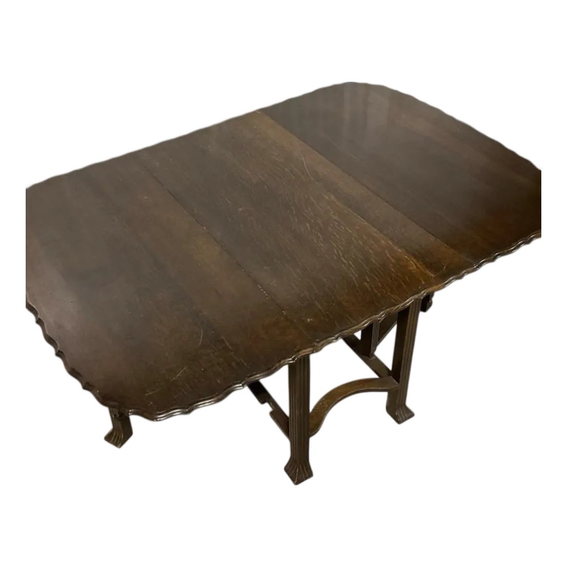 Antique Oak Gateleg Drop-Leaf Table With Scalloped Edges | Chairish