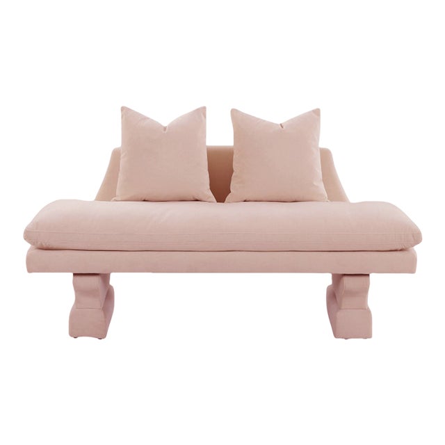 Hyde Salmon Pink Velvet Pedestal Sofa Chairish