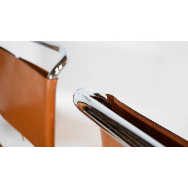 1970s Mies Van Der Rohe Attr. 'Mr10'. Cognac Leather Chairs - A Pair For Sale - Image 9 of 13