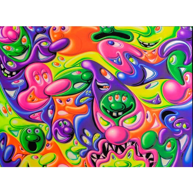 Artist: Kenny Scharf Title: Superblobz Medium: Glow-in-the-dark giclee print on 240gsm archival paper with black flocked...