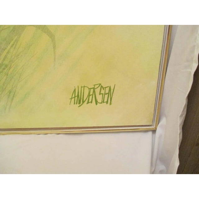 Modern Mid 20th Century Textured Butterfly Painting Signed Andersen, Framed For Sale - Image 3 of 5