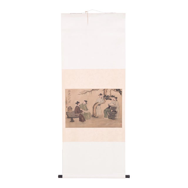 Chinese "Literary Garden" Scroll Painting, C. 1920s For Sale