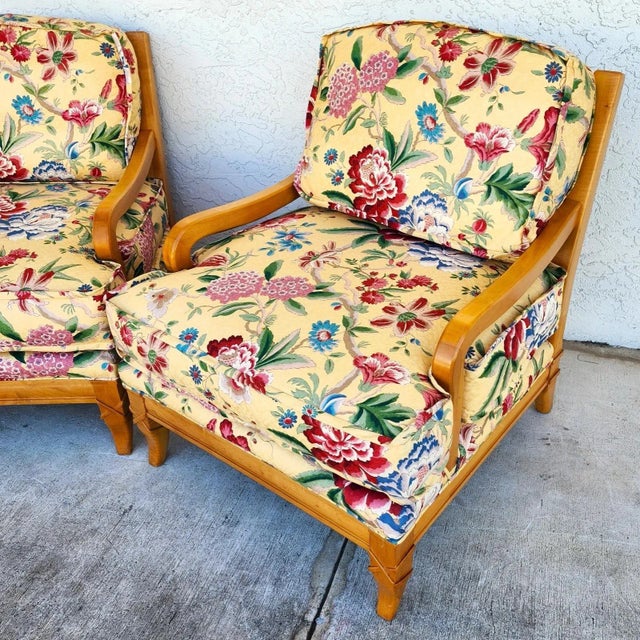 Antoinette Lounge Chairs Tropical Floral Pair For Sale - Image 4 of 18