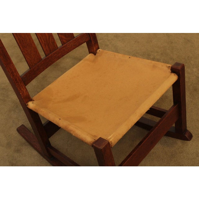 Antique L & J. G. Stickley Mission Oak Nursing Rocker For Sale In Philadelphia - Image 6 of 13