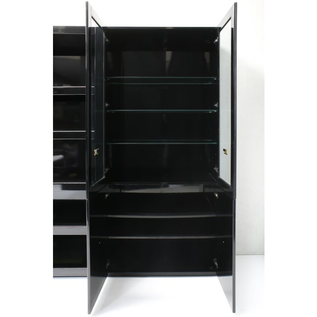 Metal High Gloss Wall Cabinet with Bar by Guy Lefevre for Maison Jansen, 1970s, Set of 3 For Sale - Image 7 of 18