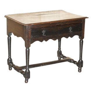 17th Century Antique Charles Ii Flemish Oak Side Table with Single Drawer, 1670 For Sale