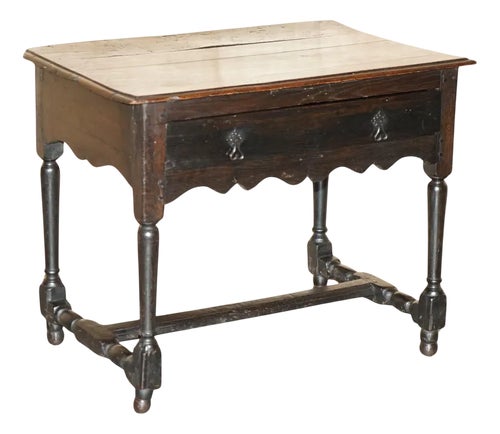 17th Century Antique Charles Ii Flemish Oak Side Table with Single Drawer, 1670