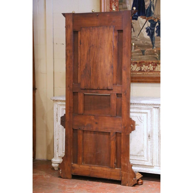19th C. French Henri II Carved Walnut Hall Tree With Beveled Mirror and 8 Hooks For Sale - Image 13 of 14