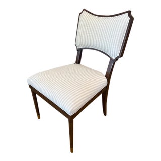 Powers Upholstered Side Chair – Custom Cream & Tan Linen For Sale