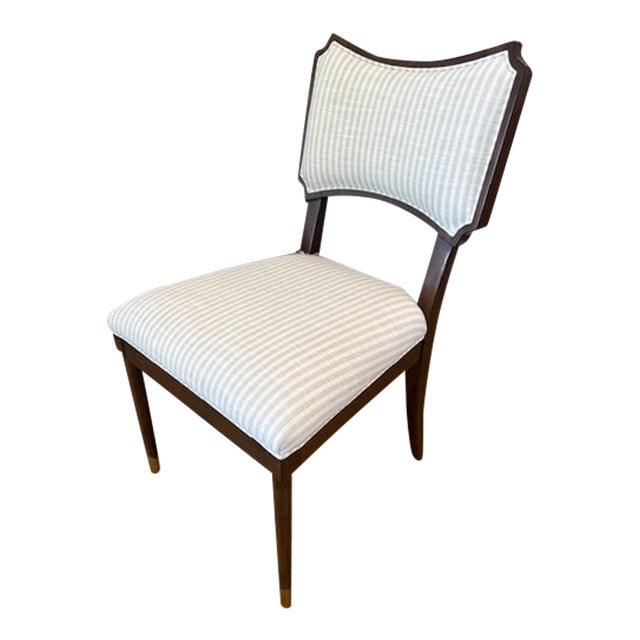 Powers Upholstered Side Chair – Custom Cream & Tan Linen For Sale