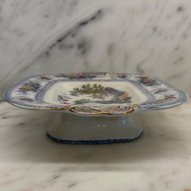 Antique English Staffordshire Parma Hand Painted Serving Platter Livesley Powell & Co 1850s For Sale In Portland, ME - Image 6 of 10