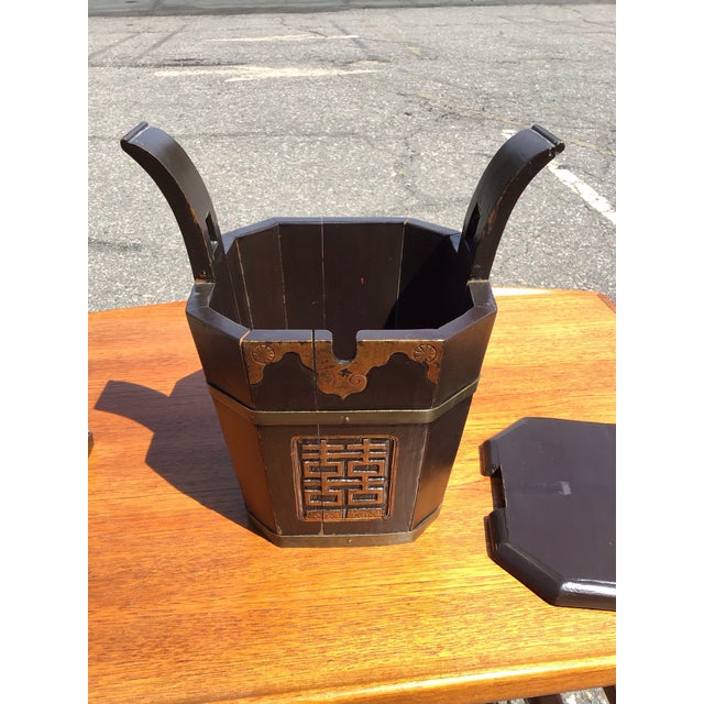 Early 20th Century Mid-Century Modern Hand-Carved Teapot Caddy With Brass Hardware For Sale - Image 12 of 12