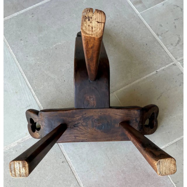 Mid 20th-Century European Arts & Crafts-Inspired Three-Legged Hardwood Birthing Chair For Sale - Image 10 of 15