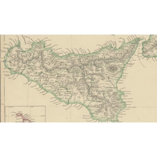 Antique Hand-Colored Map of Italy, Sicily and Malta, 1860 For Sale - Image 6 of 9