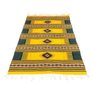 4ft 2in × 7ft 6in Zapotec Style Geometric Area Rug For Sale